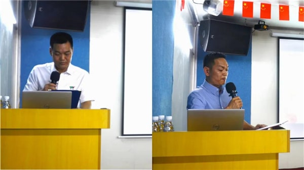 中境董事長(zhǎng)（左），總經(jīng)理（右）發(fā)表講話